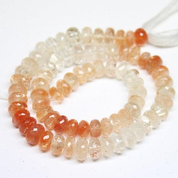 1 strand sunstone rondelle faceted 14'' long strand gemstone beads, jewelry supplies for jewelry making, bulk beads, for meditation jewellery for Reiki Healing  gemstone size 8mm