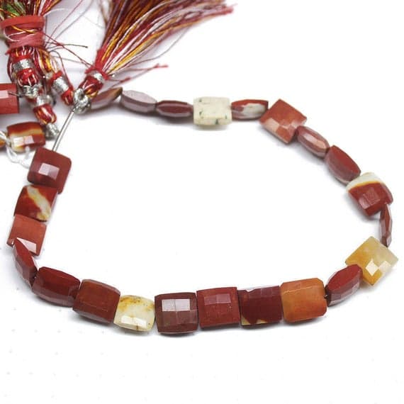 1 strand mookaite rectangle chiclet faceted 8'' long strand gemstone beads, jewelry supplies for jewelry making, bulk beads, for meditation jewellery for Reiki Healing  gemstone size 10mm