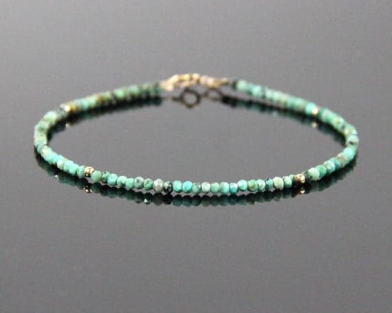 Genuine Turquoise Bracelet - Turquoise Bracelet, December Birthstone, Turquoise Bead Bracelet 2.7mm Code- WAR6086