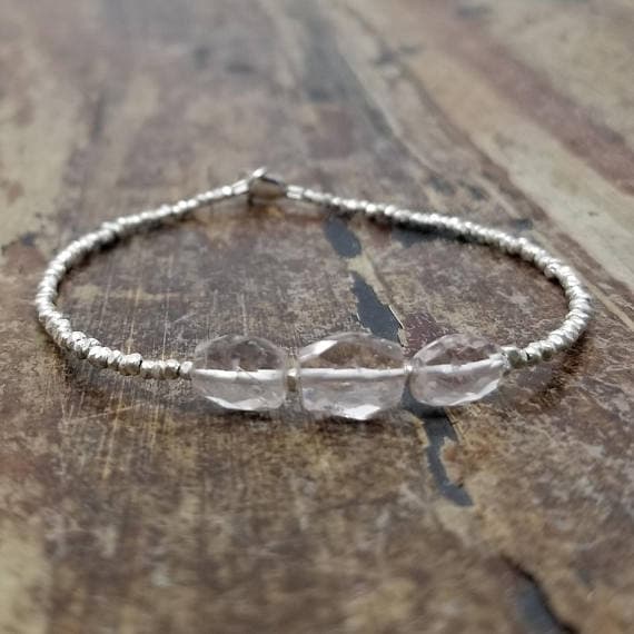 925 sterling silver Rock Gift 8x6mm Pink Pink Morganite stacking Bracelet Oval, Faceted 18cm for mens, womens, gf, bf and adults.