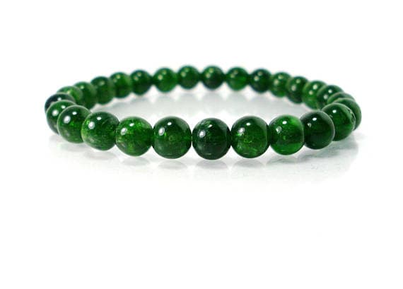 Super sale 6mm Stretchable Green Chrome Diopside Bracelet Round, Smooth 7" for mens, womens.