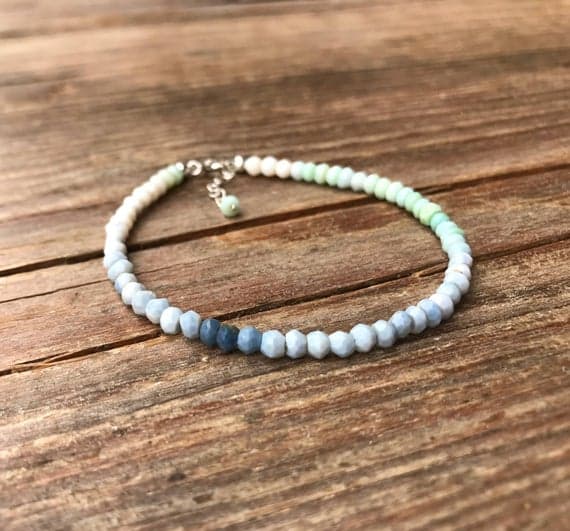 Blue opal bracelet / Peruvian opal bracelet / Blue shaded bracelet / opal bracelet / Gift for wife / Gift for daughter / blue gemstones 3.5-4mm Code- WAR6712