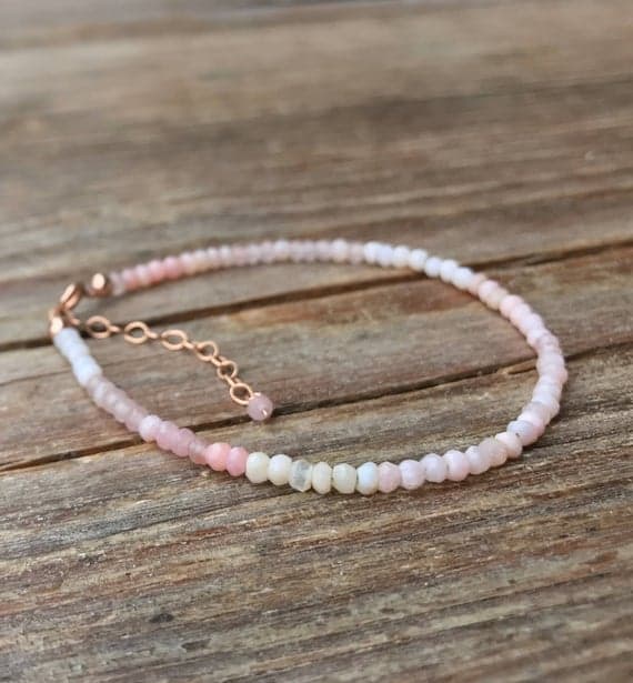 Pink opal bracelet / Peruvian opal bracelet / Skinny opla bracelet / Gift for wife / Gift for daughter / Stacking bracelet 2.5-3mm Code- WAR6717