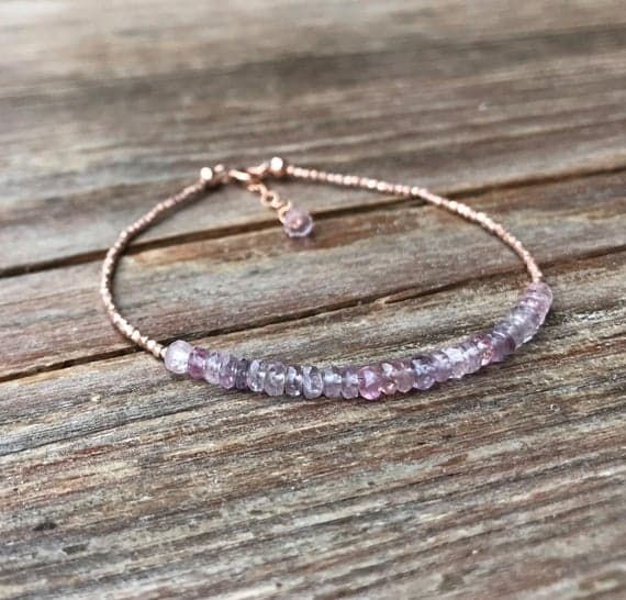 Blush spinel bracelet / Pastel spinel bracelet / Rose gold spinel bracelet / Anniversary gift / Gemstone bracelet / Gift for wife 3 mm Code- WAR6713