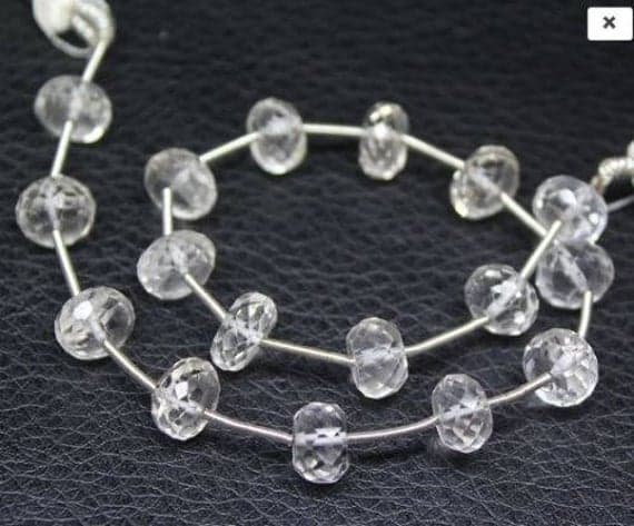 1 strand white crystal quartz rondelle faceted 7'' long strand gemstone beads, jewelry supplies for jewelry making,  for meditation jewellery for Reiki Healing  gemstone size 9mm to 10mm