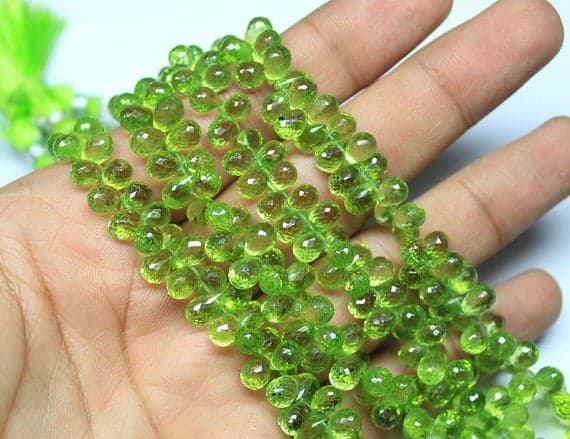 1 strand peridot tear drop faceted 10'' long strand gemstone beads, jewelry supplies for jewelry making, bulk beads, for meditation jewellery for Reiki Healing  gemstone size 8mm