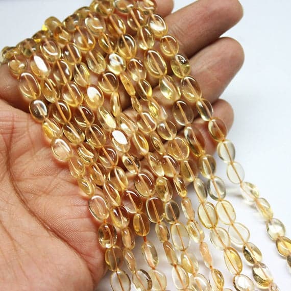 1 strand citrine oval smooth 13'' long strand gemstone beads, jewelry supplies for jewelry making, bulk beads, for meditation jewellery for Reiki Healing  gemstone size 8mm to 10mm