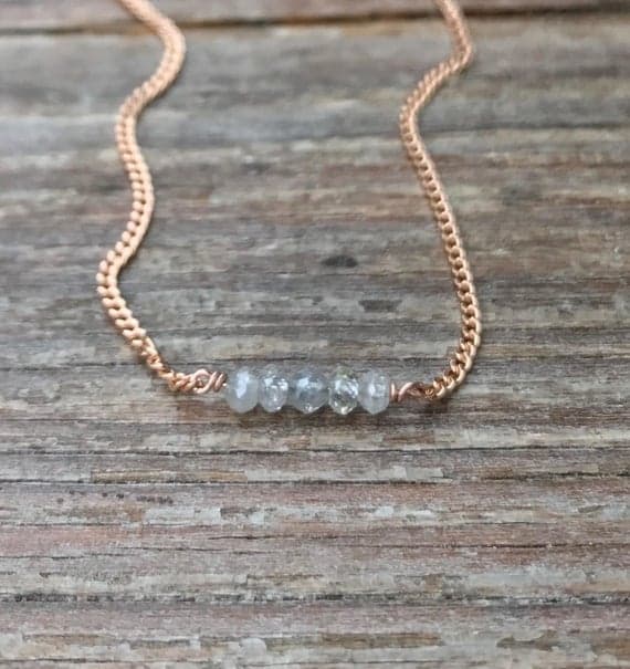 Dainty diamond necklace / Genuine diamond necklace / tiny diamond necklace / Diamond bar / April birthstone / Gift for wife / Anniversary Code- WAR6691