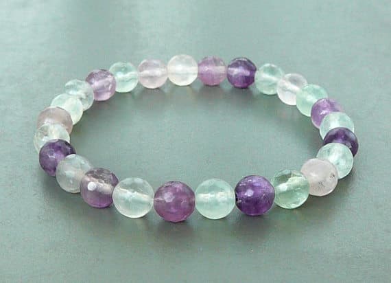 Fluorite bracelet Natural Fluorite Bracelet Meditation Yoga bracelet Gemstone bracelet Yoga gift Wrist Mala bracelet Genuine fluorite 8mm  Code- WAR9182