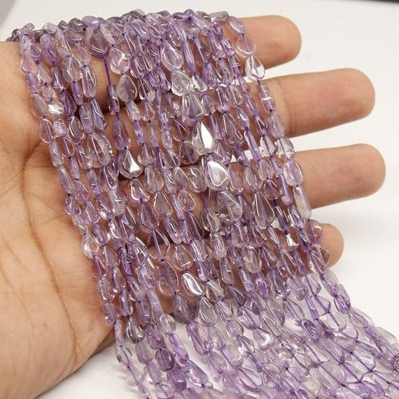 1 strand amethyst pear drop smooth 13'' long strand gemstone beads, jewelry supplies for jewelry making, bulk beads, for meditation jewellery for Reiki Healing  gemstone size 5mm to 7mm
