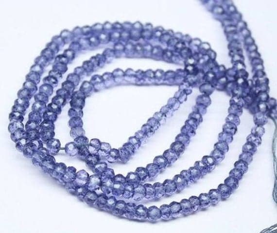 1 strand iolite  quartz rondelle faceted 13'' long strand gemstone beads, jewelry supplies for jewelry making, bulk beads, for meditation jewellery for Reiki Healing  gemstone size 3mm