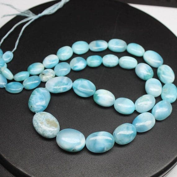 1 strand larimar oval smooth 18'' long strand gemstone beads, jewelry supplies for jewelry making, bulk beads, for meditation jewellery for Reiki Healing  gemstone size 7mm to 18mm