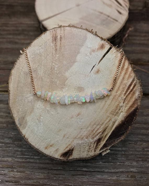 October birthstone necklace / Welo opal necklace / Ethiopian opal necklace / Gift for Daughter / Gift for wife / Raw gemstone jewelry  Code- WAR6680