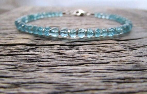 AAA++ Rare Quality December Birthstone Bracelet, Blue Apatite Bracelet, Beaded Stack Bracelet, Bead Bracelet Women, Gold  Gemstone Bracelet, Gifts for Her 4mm 7" Strand. Code- TJH472