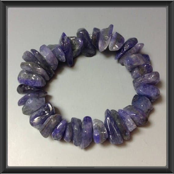 chakras simple 10x12mm Stretchable Blue Tanzanite Bracelet Chips, Smooth 7" for mens, womens, gf, bf & Adult.