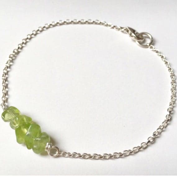 925 sterling Silver Jewelry Energy 4-8mm stacking Green PERIDOT Bracelet Rondelle, Faceted 7" for mens, womens.
