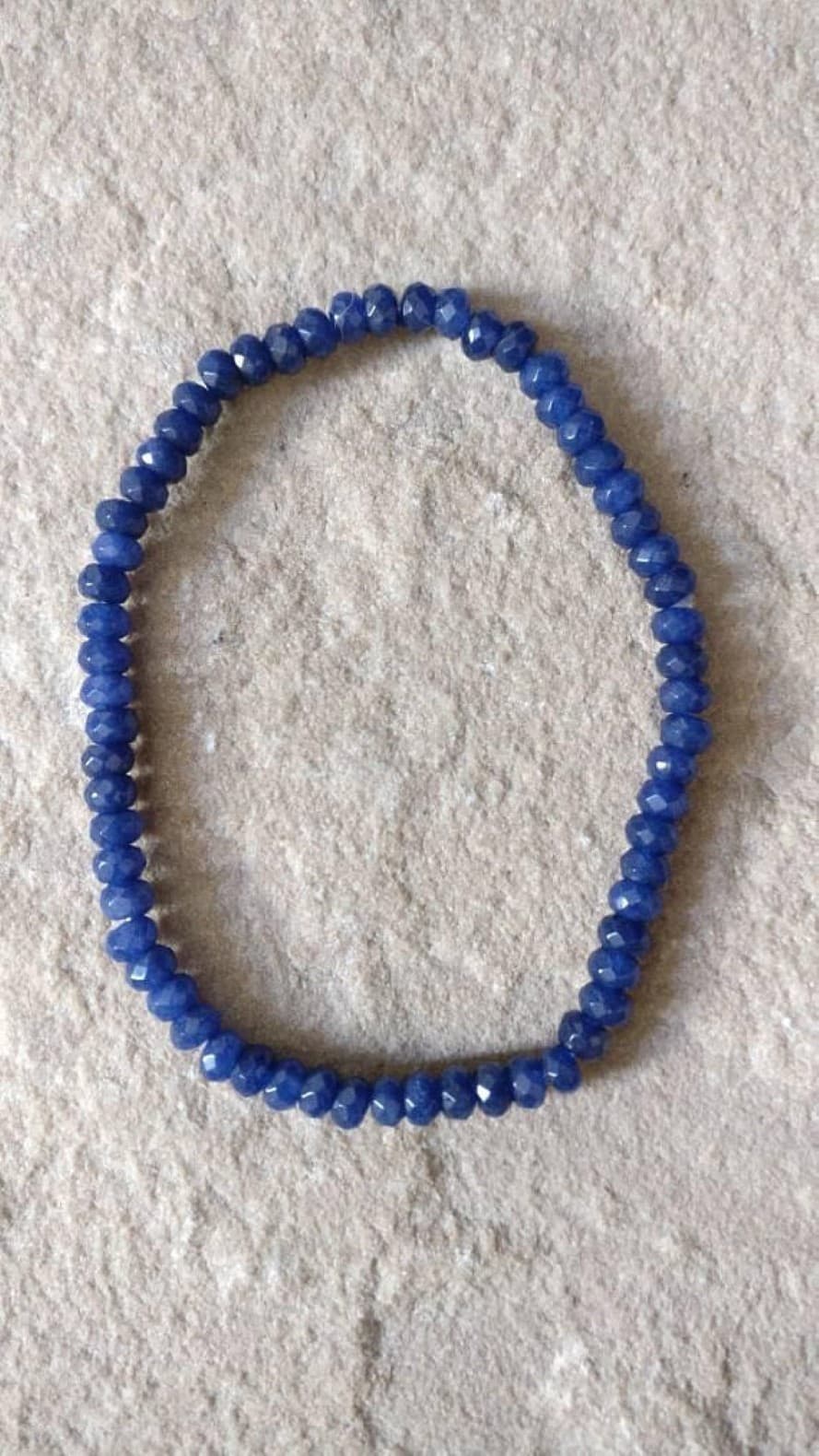 memorial gift 2x4mm Blue Kyanite Stretchable Bracelet Rondelle, Faceted 18cm for mens, womens, gf, bf and adults.