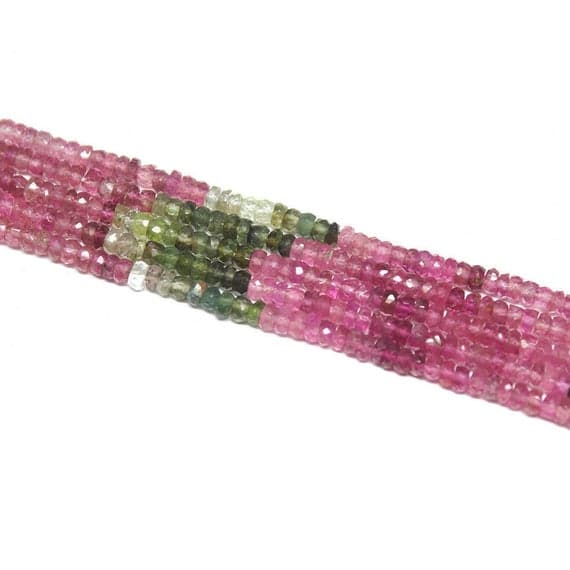 1 strand watermelon tourmaline rondelle faceted 13'' long strand gemstone beads, jewelry supplies for jewelry making, bulk beads, for meditation jewellery for Reiki Healing  gemstone size 3mm