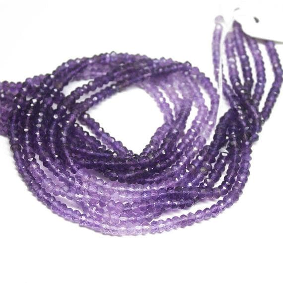 1 strand amethyst rondelle faceted 14'' long strand gemstone beads, jewelry supplies for jewelry making, bulk beads, for meditation jewellery for Reiki Healing  gemstone size 3mm