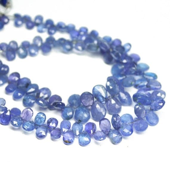 1 strand tanzanite pear drop faceted 8'' long strand gemstone beads, jewelry supplies for jewelry making, bulk beads, for meditation jewellery for Reiki Healing  gemstone size 6mm to 10mm