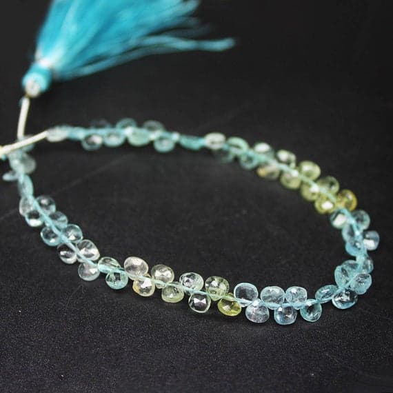 1 strand aquamarine heart drop faceted 7'' long strand gemstone beads, jewelry supplies for jewelry making, bulk beads, for meditation jewellery for Reiki Healing  gemstone size 4mm