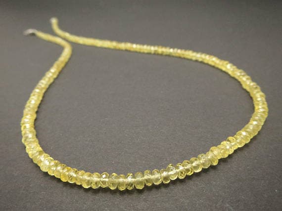 925 sterling Silver love beach youth 3.5-4mm stacking Yellow yellow beryl - Aquamarine Necklace Rondelle, Faceted 17" for mens, womens.