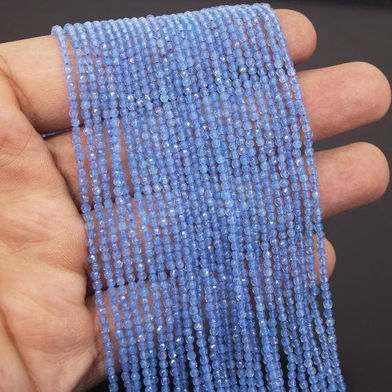 1 strand chalcedony rondelle faceted 15'' long strand gemstone beads, jewelry supplies for jewelry making, bulk beads, for meditation jewellery for Reiki Healing  gemstone size 2mm