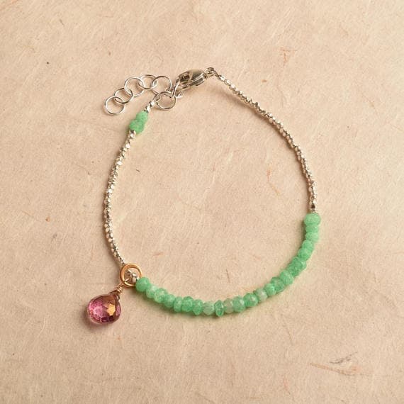 925 steling silver Galaxy Jewelry helling 3-4 mm Stracking green Chrysoprase Bracelet Rondelle, Faceted 7" for mens, womens, GF, BF, Adults.