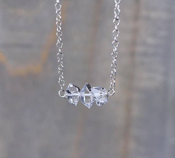 925 sterling silver Blush Jewelry 6mm White Herkimer Diamond  stacking Necklace Fancy, Faceted 17 Inch for mens, womens, gf, bf and adults.