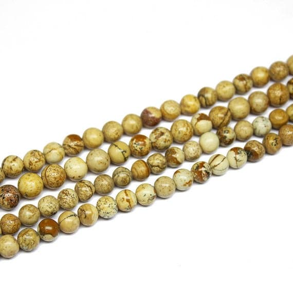 1 strand picture jasper round ball smooth 14'' long strand gemstone beads, jewelry supplies for jewelry making, bulk beads, for meditation jewellery for Reiki Healing  gemstone size 6mm