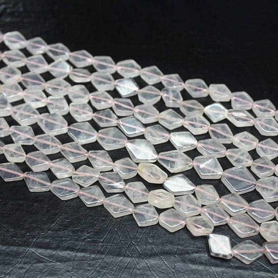 1 strand rose quartz diamond kite smooth 14'' long strand gemstone beads, jewelry supplies for jewelry making, bulk beads, for meditation jewellery for Reiki Healing  gemstone size 10mm to 12mm