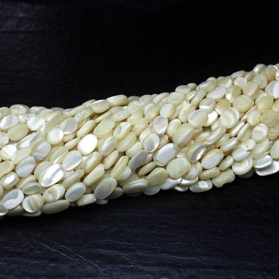 1 strand mother of pearl oval smooth 14'' long strand gemstone beads, jewelry supplies for jewelry making, bulk beads, for meditation jewellery for Reiki Healing  gemstone size 8mm to 12mm