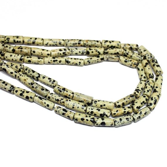 1 strand dalmatian tube smooth 14'' long strand gemstone beads, jewelry supplies for jewelry making, bulk beads, for meditation jewellery for Reiki Healing  gemstone size 13mm to 14mm