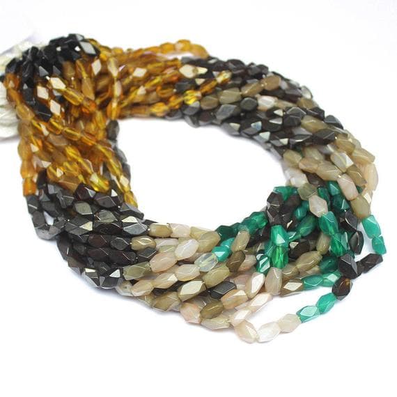 1 strand multi onyx rectangle chiclet smooth 14'' long strand gemstone beads, jewelry supplies for jewelry making,  for meditation jewellery for Reiki Healing  gemstone size 5mm to 6mm