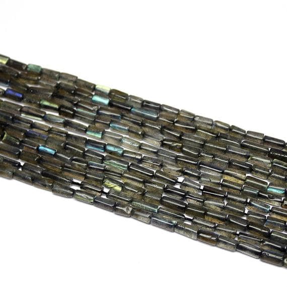 1 strand labradorite tube smooth 13'' long strand gemstone beads, jewelry supplies for jewelry making, bulk beads, for meditation jewellery for Reiki Healing  gemstone size 5mm to 7mm