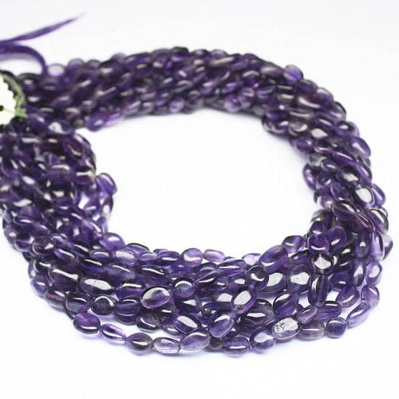 1 strand amethyst oval smooth 14'' long strand gemstone beads, jewelry supplies for jewelry making, bulk beads, for meditation jewellery for Reiki Healing  gemstone size 8mm to 9mm