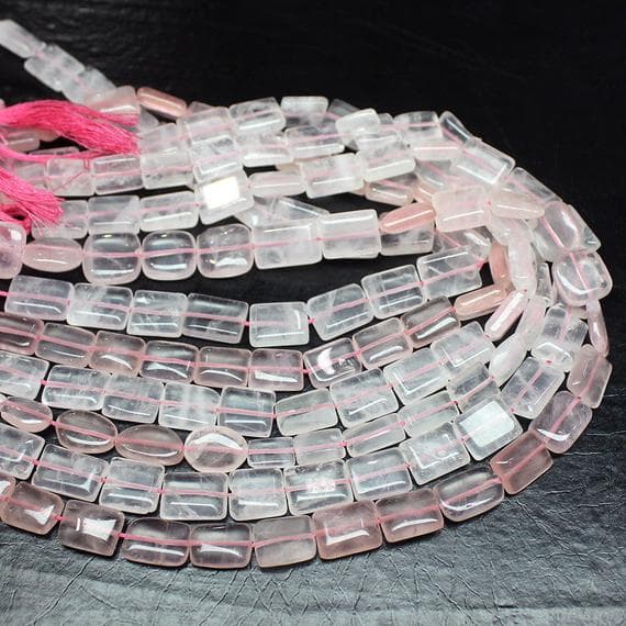 1 strand rose quartz rectangle chiclet smooth 13'' long strand gemstone beads, jewelry supplies for jewelry making,  for meditation jewellery for Reiki Healing  gemstone size 11mm to 12mm