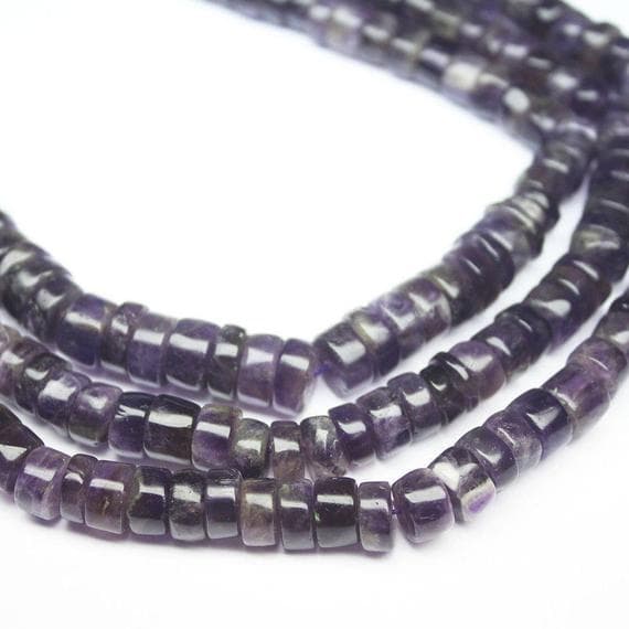 1 strand amethyst tyre smooth 14'' long strand gemstone beads, jewelry supplies for jewelry making, bulk beads, for meditation jewellery for Reiki Healing  gemstone size 7mm