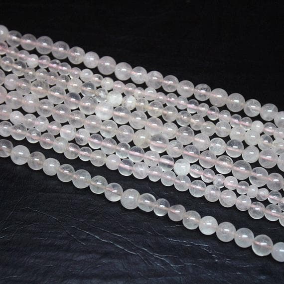 1 strand rose quartz round ball smooth 13'' long strand gemstone beads, jewelry supplies for jewelry making, bulk beads, for meditation jewellery for Reiki Healing  gemstone size 5mm to 6mm
