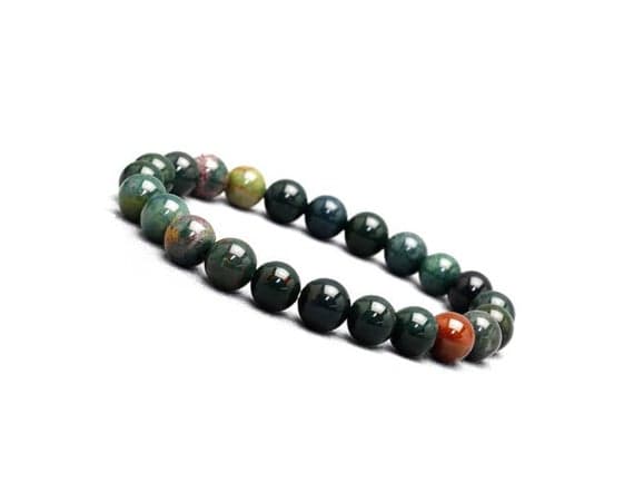 Grounding 10mm Multi Colour Bloodstone Stretchable Bracelet Round, Smooth 18cm for mens, womens, gf, bf and adults.