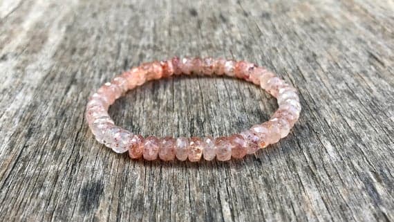 Grounding 7mm Stretchable Orange Sunstone Bracelet Rondelle, Faceted 7" for mens, womens, gf, bf & Adult.