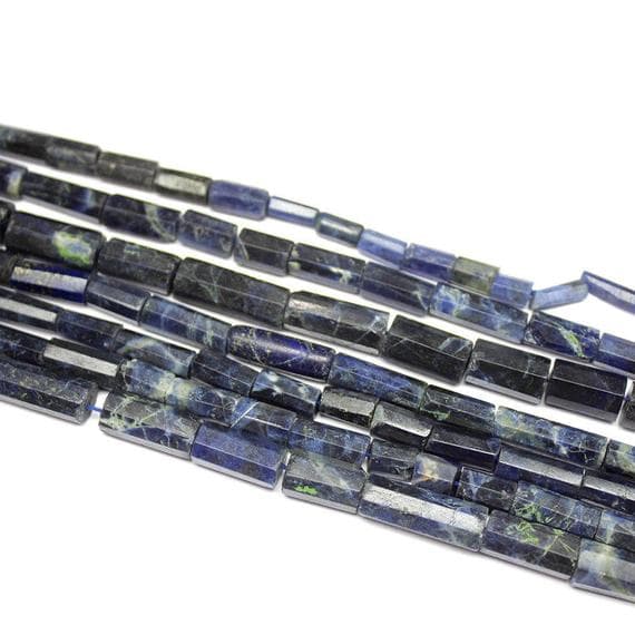1 strand sodalite tube faceted 15'' long strand gemstone beads, jewelry supplies for jewelry making, bulk beads, for meditation jewellery for Reiki Healing  gemstone size 13mm to 15mm