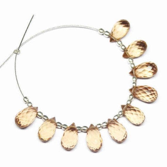 1 strand champagne quartz tear drop faceted 8'' long strand gemstone beads, jewelry supplies for jewelry making, bulk beads, for meditation jewellery for Reiki Healing  gemstone size 5mmx10mm