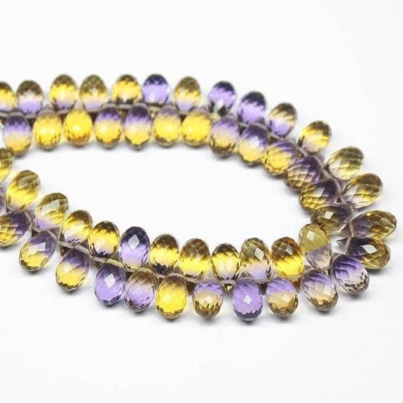1 strand ametrine quartz tear drop faceted 8'' long strand gemstone beads, jewelry supplies for jewelry making, bulk beads, for meditation jewellery for Reiki Healing  gemstone size 5mmx10mm