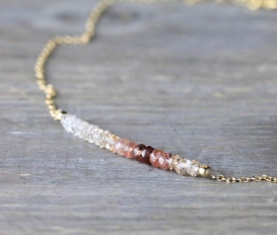 24k gold good luck gift 3.5mm Multi Colour Ombre Imperial Topaz & Spinel  stacking Necklace Rondelle, Faceted 17 Inch for mens, womens, gf, bf and adults.