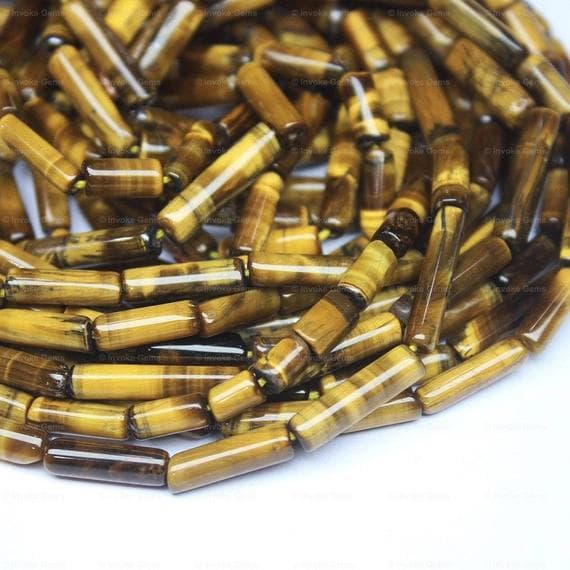 1 strand tiger eye tube smooth 14'' long strand gemstone beads, jewelry supplies for jewelry making, bulk beads, for meditation jewellery for Reiki Healing  gemstone size 7mm to 14mm