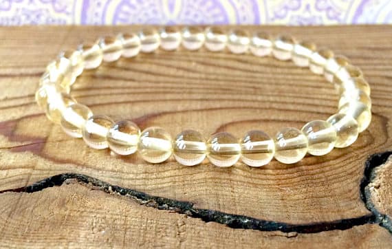 Empath Protection 6mm Stretchable Yellow Citrine Bracelet Round, Smooth 7" for mens, womens, gf, bf & Adult.