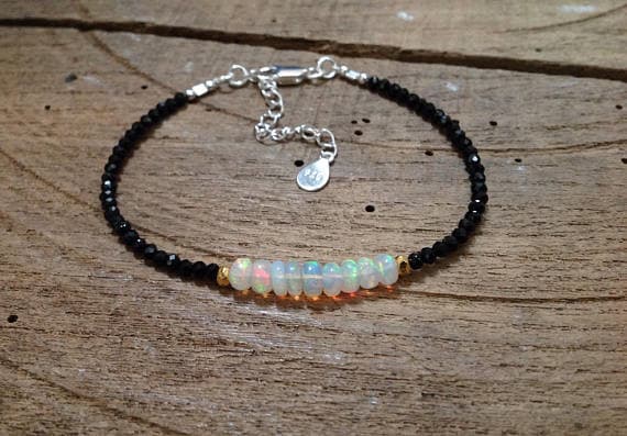 Bracelet Opal Welo Ethiopia Spinelle adjustable, pearls Karen Hill Tribe in 24k Gold Vermeil, White Opal, Gold Filled, Bohemian 5 mm Code- WAR6368