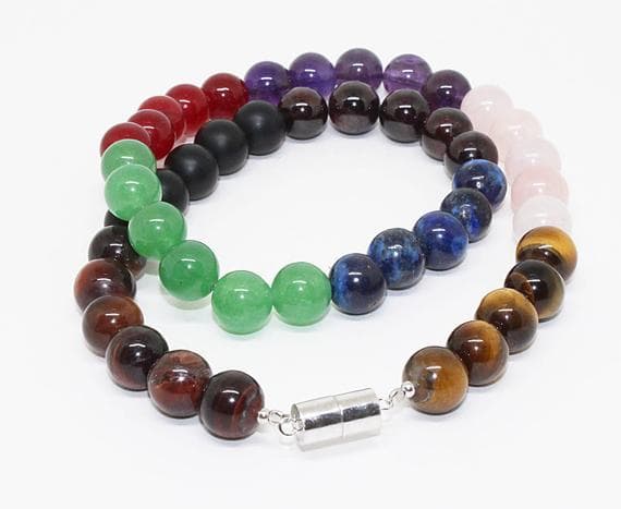 multi gemstone necklace green onyx, amethyst, kyanite beads round ball smooth 18'' long strand gemstone beads, jewelry supplies for jewelry making,  for meditation jewellery for Reiki Healing  6mm