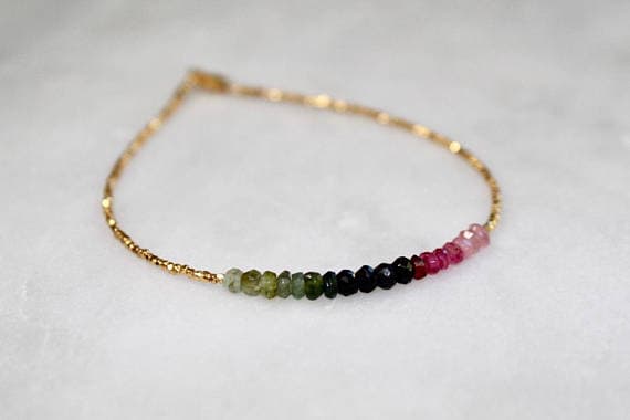 Spiritual Watermelon Tourmaline Bracelet With Meaning | Cherokee Jewelry | Pink Tourmaline Jewelry | Inspirational Native American Jewelry 3-4mm Code- WAR6054